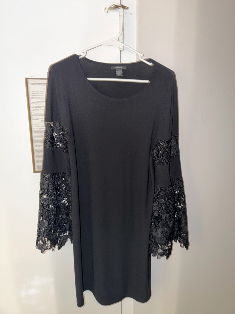 Alfani Black Long-Sleeve Dress with Lace Bell Sleeves